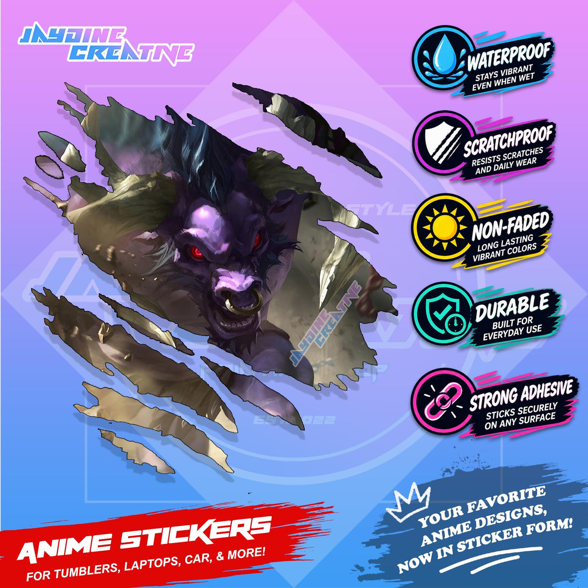 League of Legends Inspired Scratch Sticker Waterproof Vinyl for Helmet, Motorcycle, Laptop & Tumbler