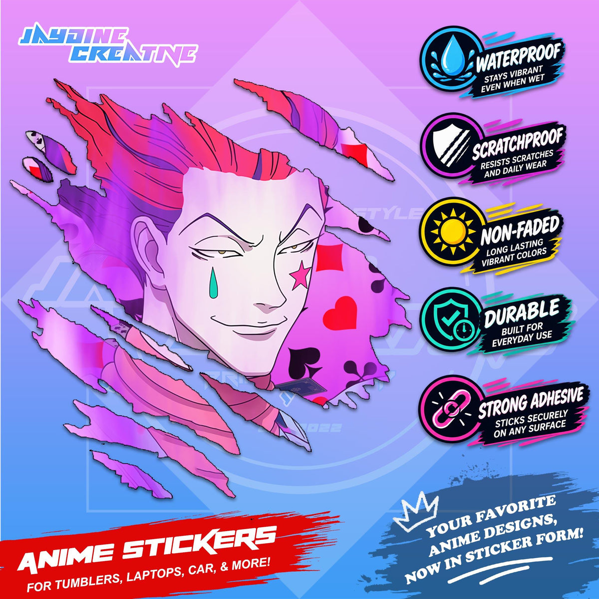 Hunter x Hunter Inspired Scratch Sticker | Waterproof Vinyl for Helmet, Motorcycle, Car & Tumbler