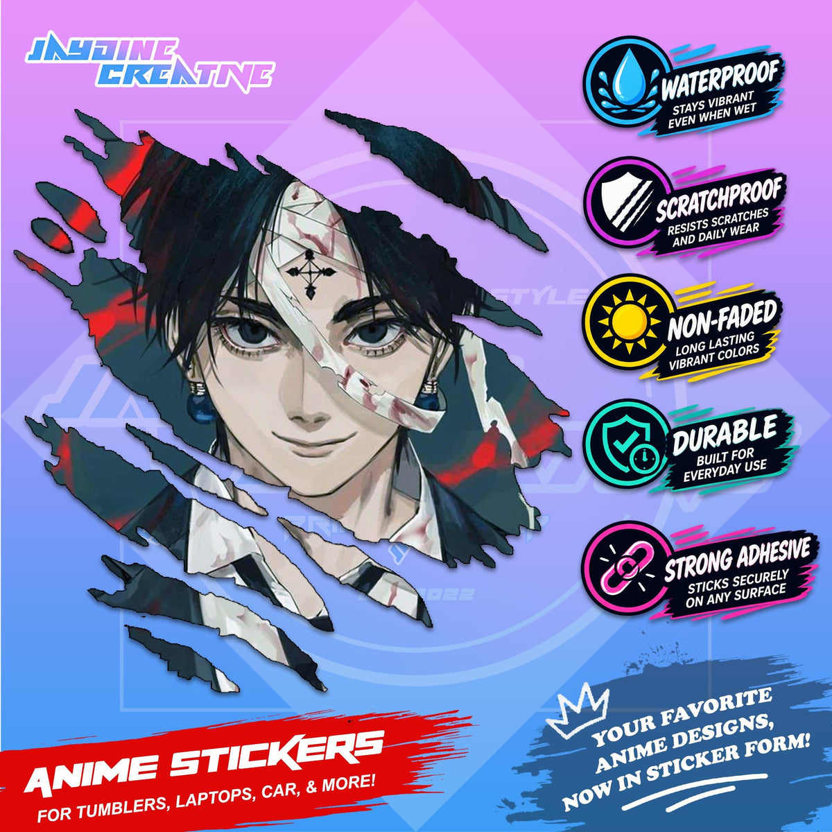Hunter x Hunter Inspired Scratch Sticker | Waterproof Vinyl for Helmet, Motorcycle, Car & Tumbler