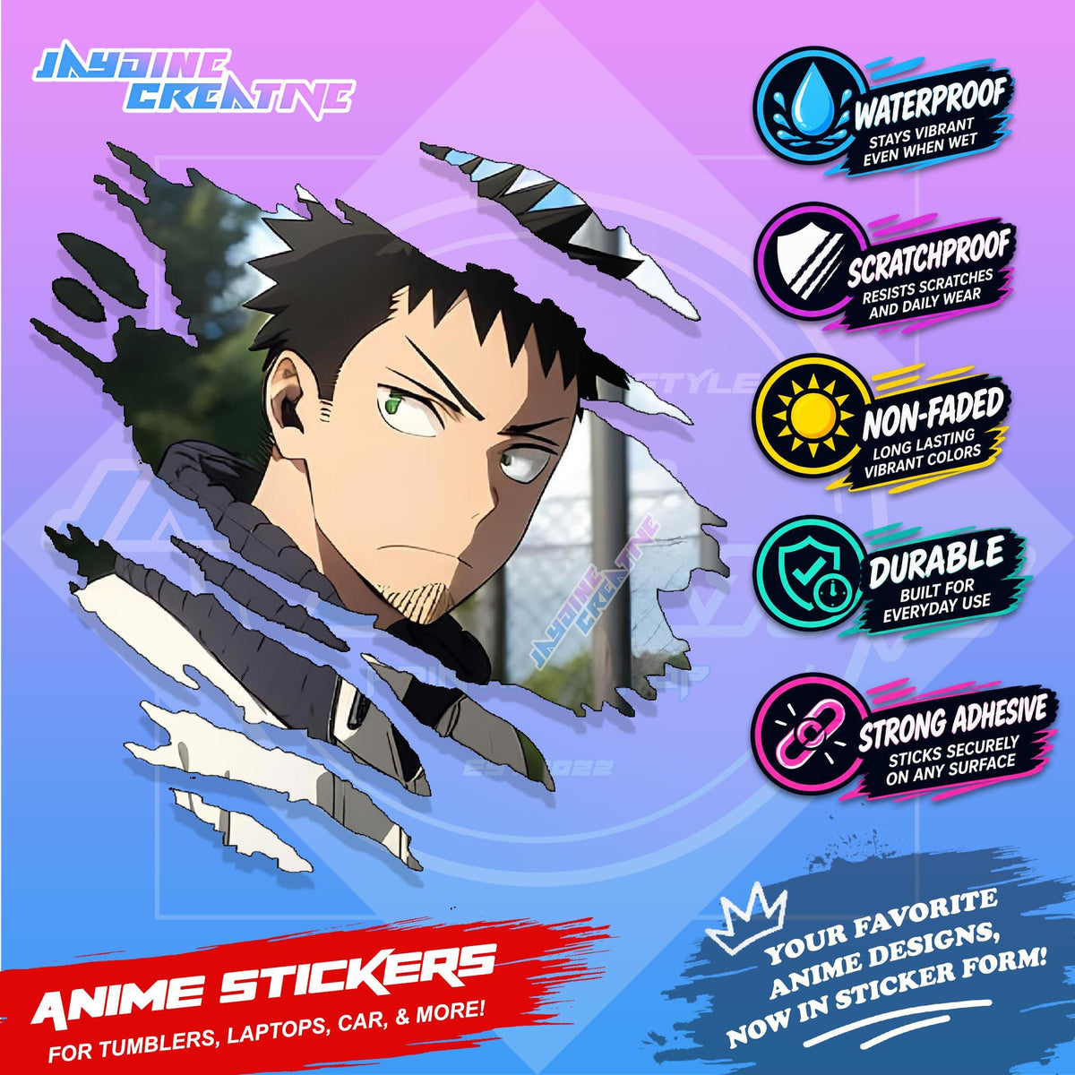 Kaiju no. 8 Anime Inspired Scratch Sticker Waterproof Vinyl for Helmet, Motorcycle, Laptop & Tumbler