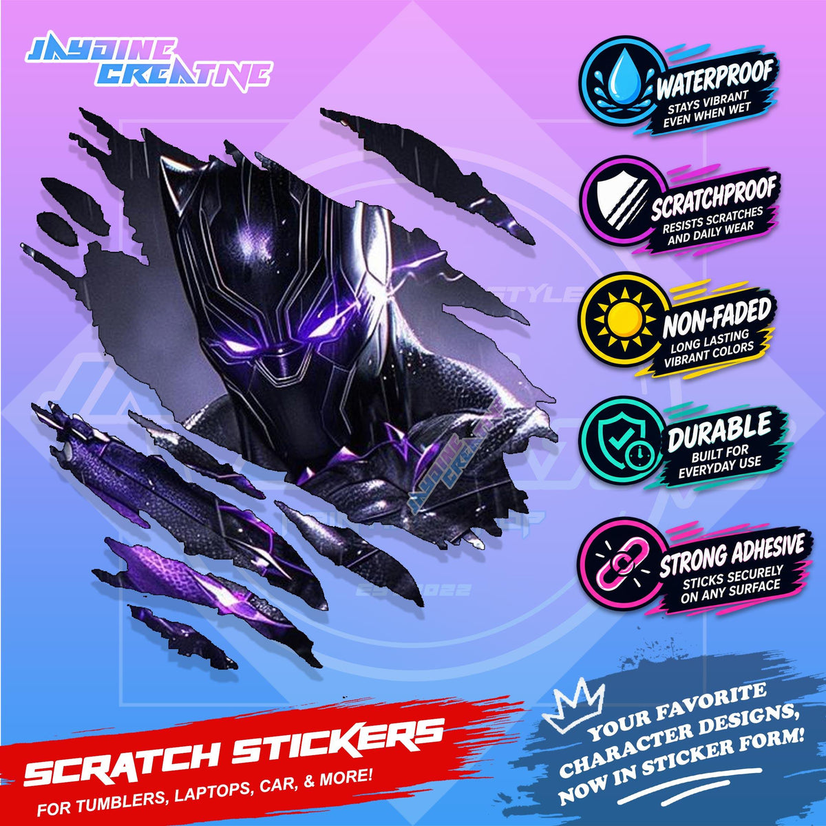 Avengers Marvel Inspired Scratch Sticker Waterproof Vinyl for Helmet, Motorcycle, Car & Tumbler