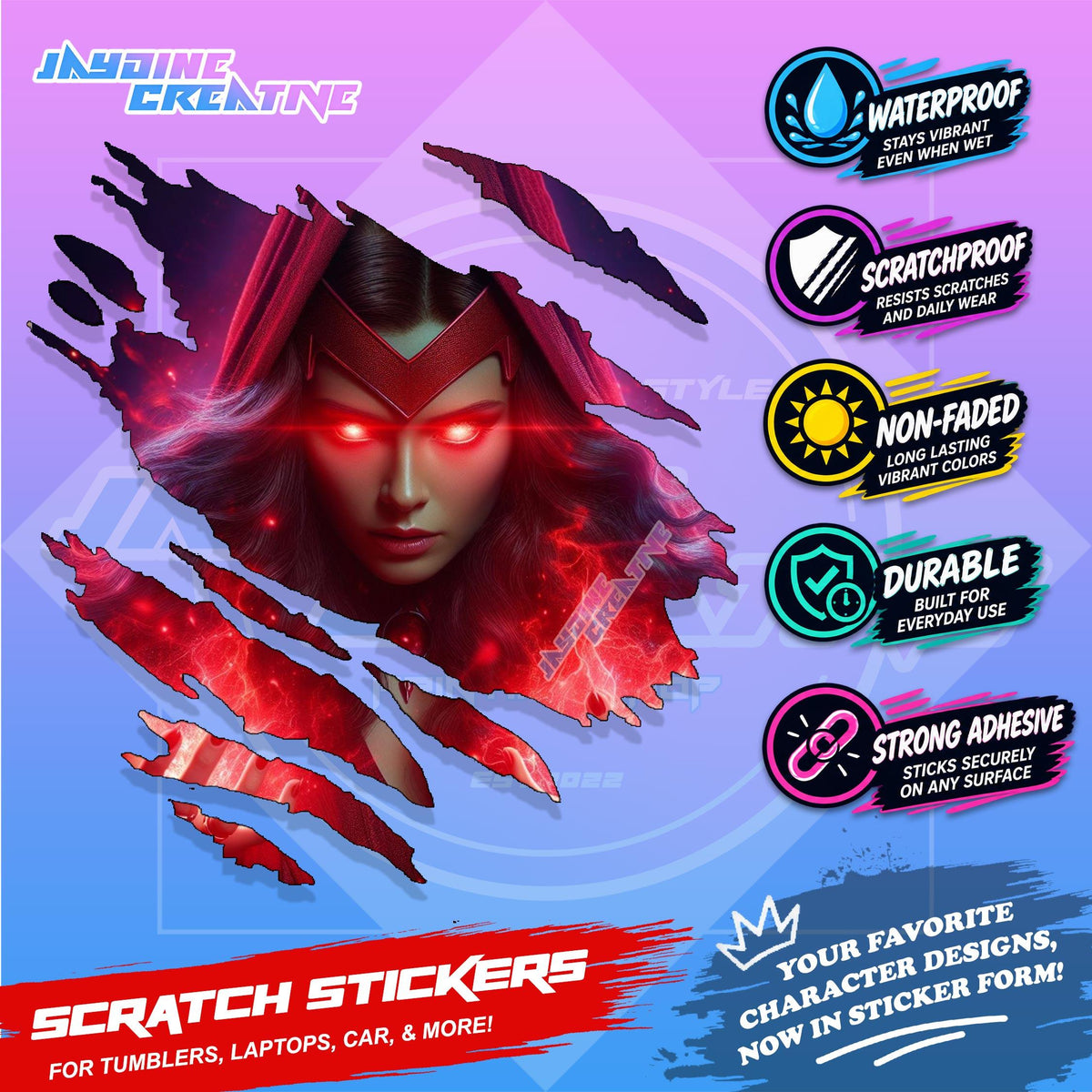 Avengers Marvel Inspired Scratch Sticker Waterproof Vinyl for Helmet, Motorcycle, Car & Tumbler