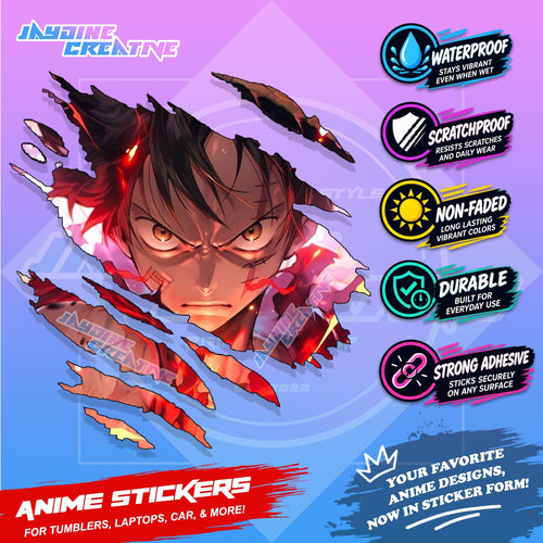 All  Anime Inspired Scratch Sticker Waterproof Vinyl for Helmet, Motorcycle, Car, Laptop, Phone & Tumbler
