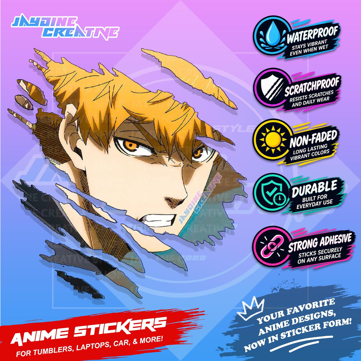 Blue lock Anime Scratch Sticker | Waterproof Vinyl for Helmet, Motorcycle, Car, Laptop & Tumbler