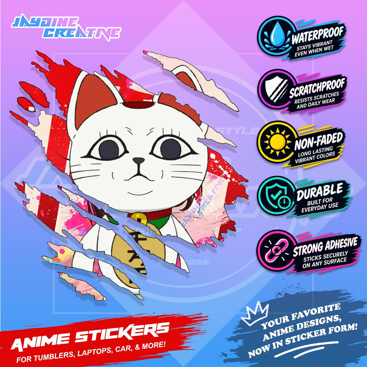 Dandadan Anime Scratch Sticker | Waterproof Vinyl for Helmet, Motorcycle, Car, Laptop & Tumbler