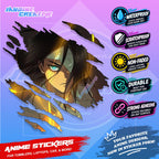 Attack on Titan Anime Inspired Scratch Sticker Waterproof Vinyl for Helmet Motorcycle, Car & Tumbler