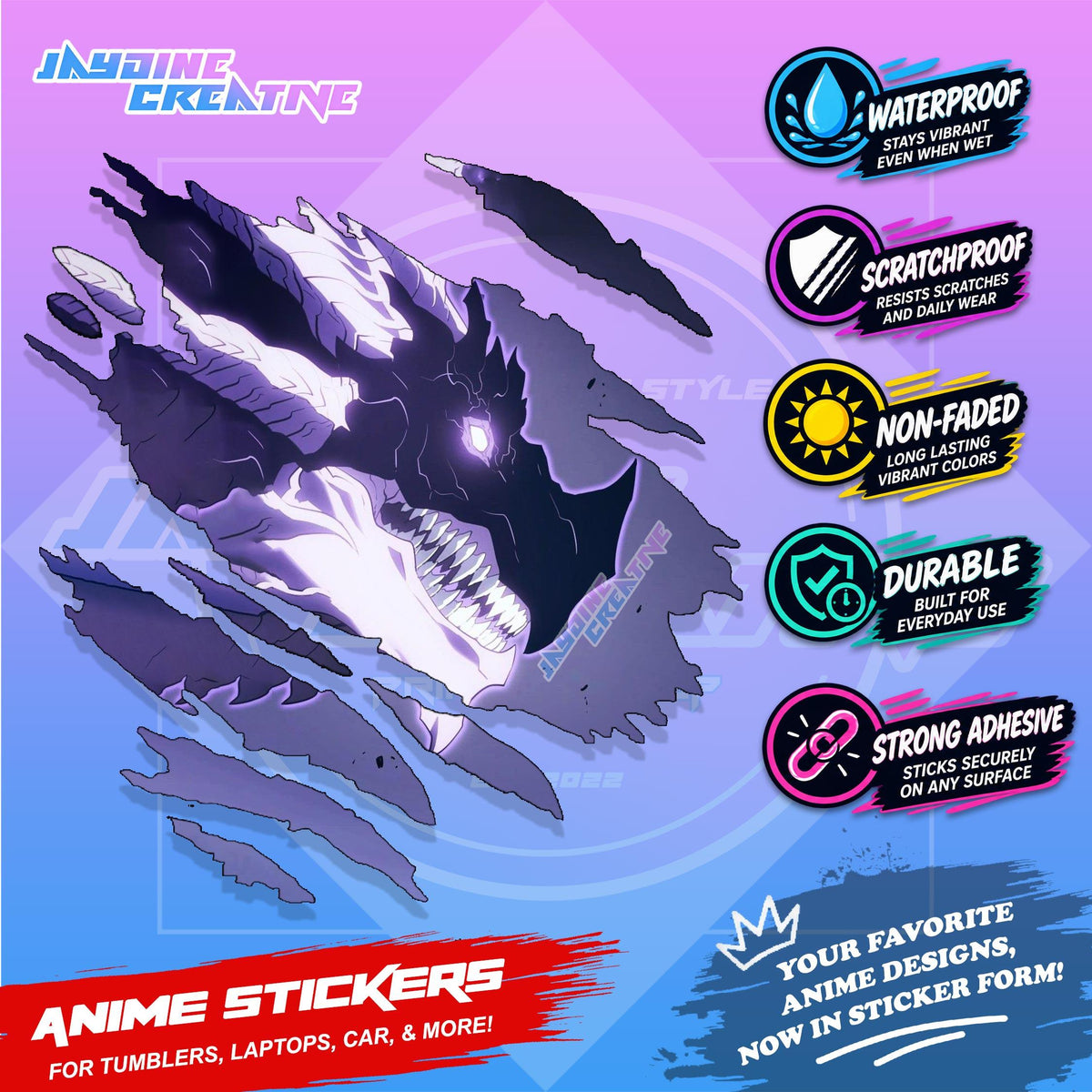 Solo Leveling Inspired Scratch Sticker | Waterproof Vinyl for Helmet, Motorcycle, Car & Tumbler