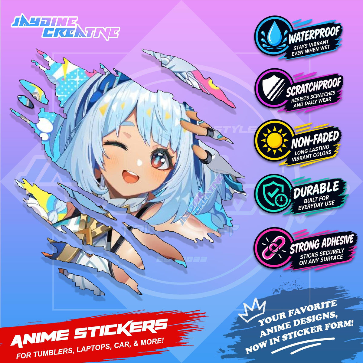 Genshin Natlan Inspired Scratch Sticker | Waterproof Vinyl for Helmet, Motorcycle, Laptop & Tumbler