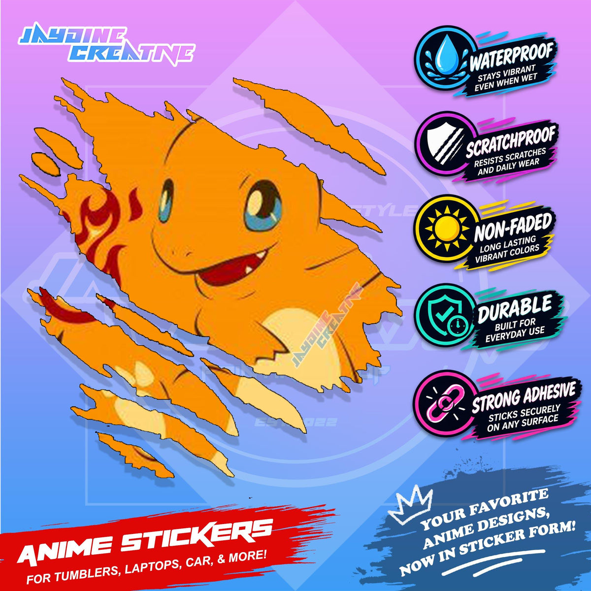 Kids Edition Cartoon Inspired Scratch Sticker Waterproof Vinyl for Helmet, Motorcycle, Car & Tumbler