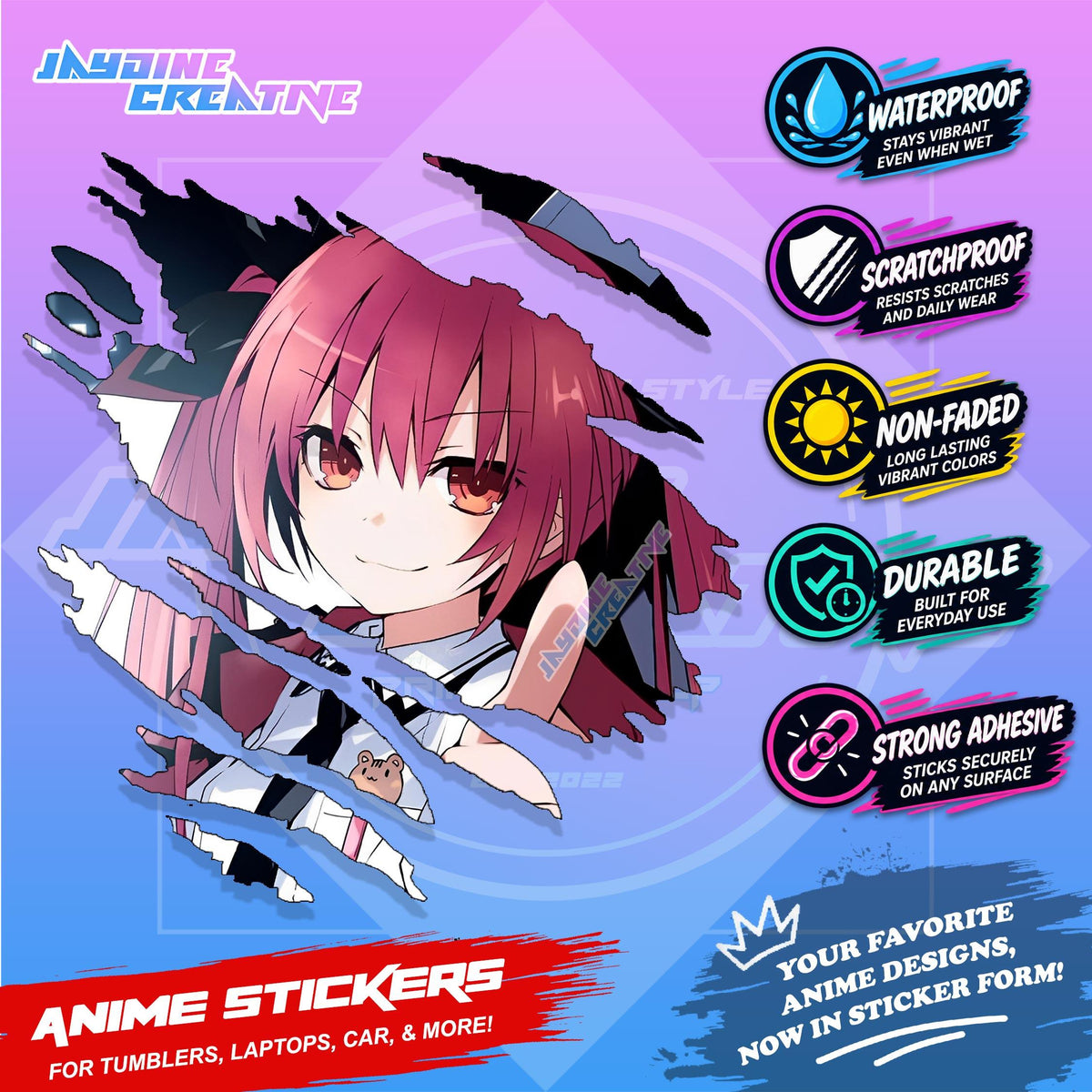 Date A Live Anime Inspired Scratch Sticker | Waterproof Vinyl for Helmet Motorcycle Laptop & Tumbler