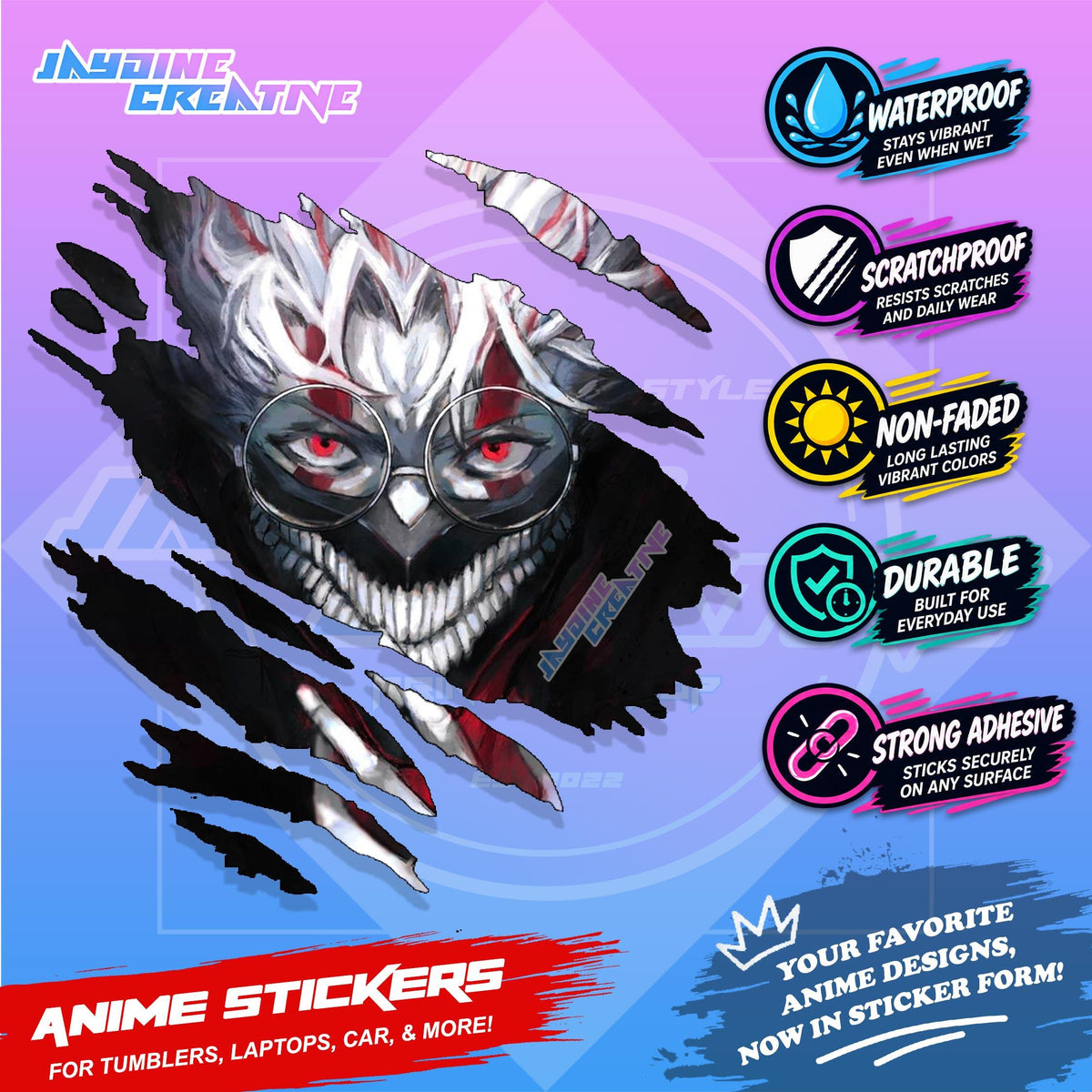 Dandadan Anime Scratch Sticker | Waterproof Vinyl for Helmet, Motorcycle, Car, Laptop & Tumbler