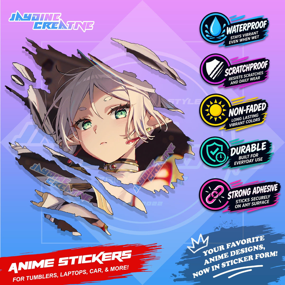 All Anime Anime Inspired Set 2  Anime Inspired Scratch Sticker Waterproof Vinyl for Helmet, Motorcycle, Car, Laptop & Tumbler