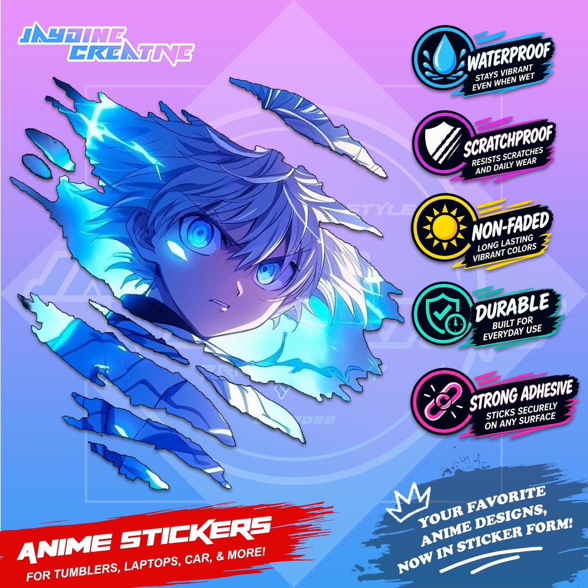 Hunter x Hunter Inspired Scratch Sticker | Waterproof Vinyl for Helmet, Motorcycle, Car & Tumbler