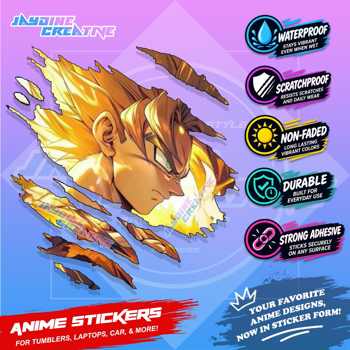 All  Anime Inspired Scratch Sticker Waterproof Vinyl for Helmet, Motorcycle, Car, Laptop, Phone & Tumbler