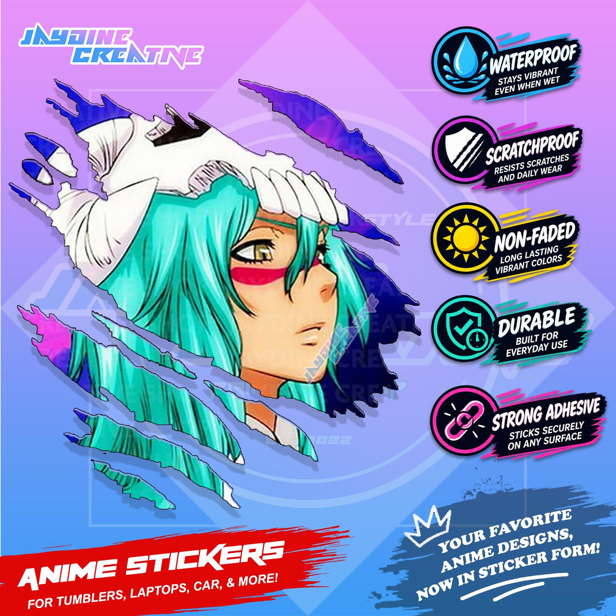 Bleach Anime Inspired Scratch Sticker Waterproof Vinyl for Helmet, Motorcycle, Car, Laptop & Tumbler