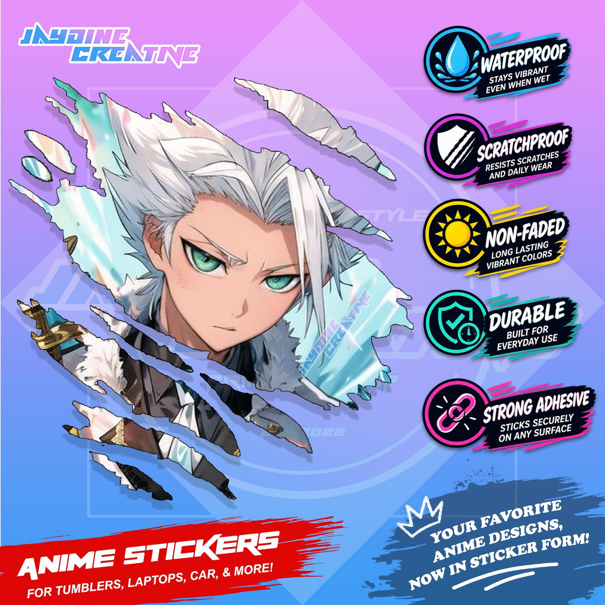 Bleach Anime Inspired Scratch Sticker Waterproof Vinyl for Helmet, Motorcycle, Car, Laptop & Tumbler