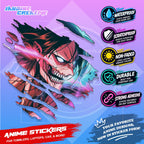 Attack on Titan Anime Inspired Scratch Sticker Waterproof Vinyl for Helmet Motorcycle, Car & Tumbler