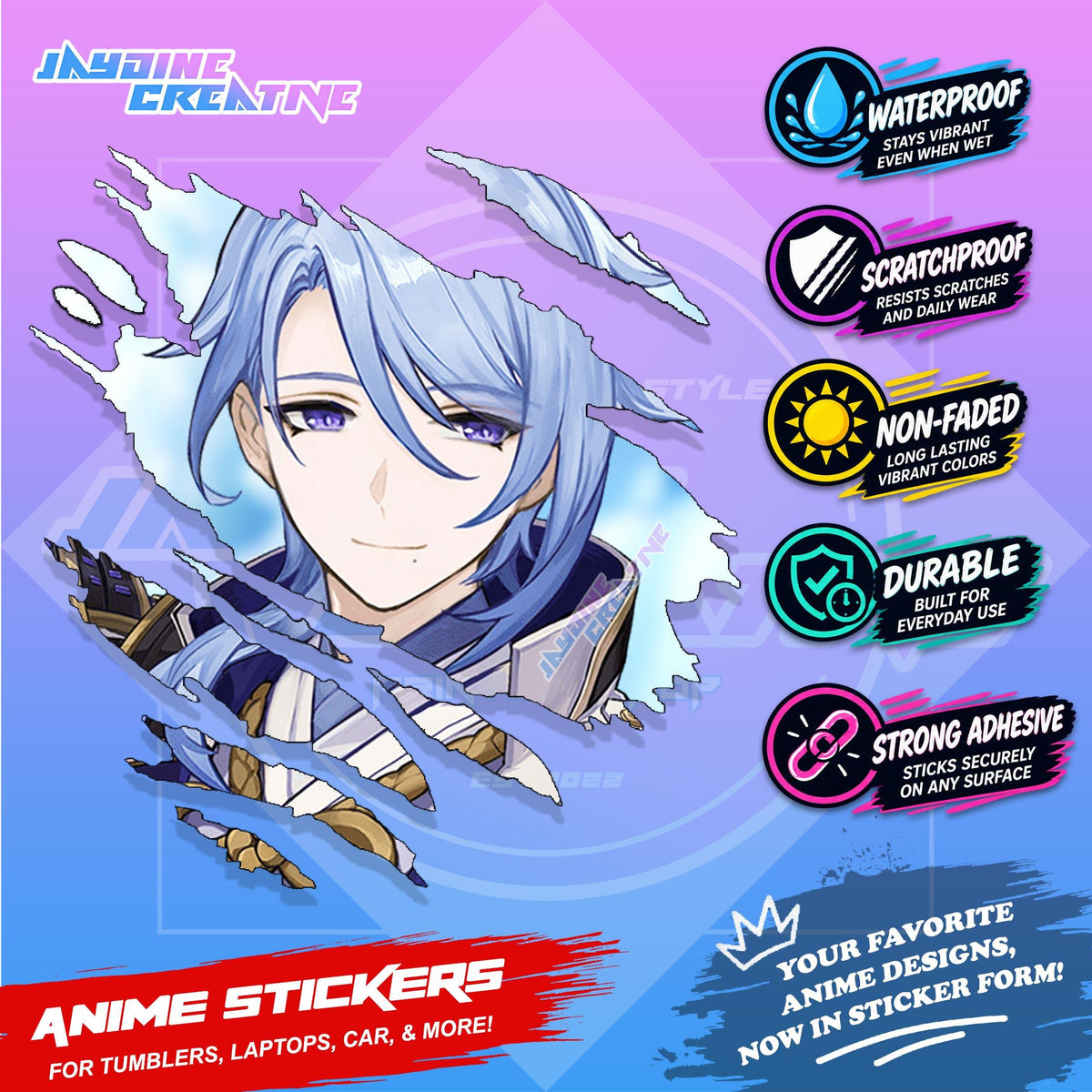 Genshin Inazuma Inspired Scratch Sticker Waterproof Vinyl for Helmet, Motorcycle, Car & Tumbler