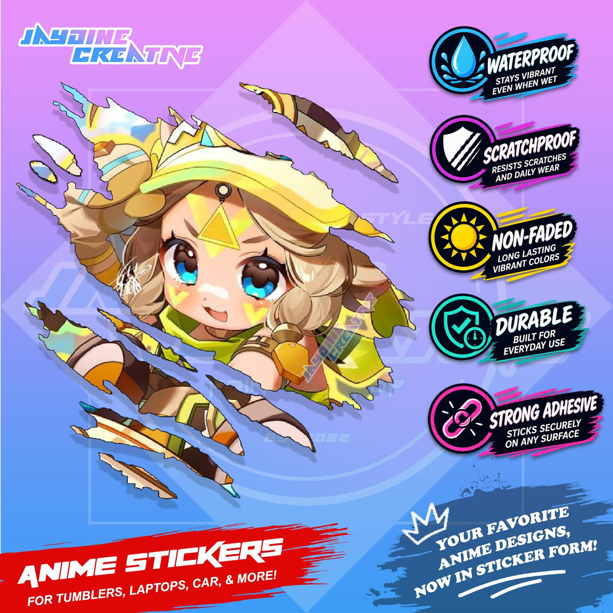 Genshin Natlan Inspired Scratch Sticker | Waterproof Vinyl for Helmet, Motorcycle, Laptop & Tumbler