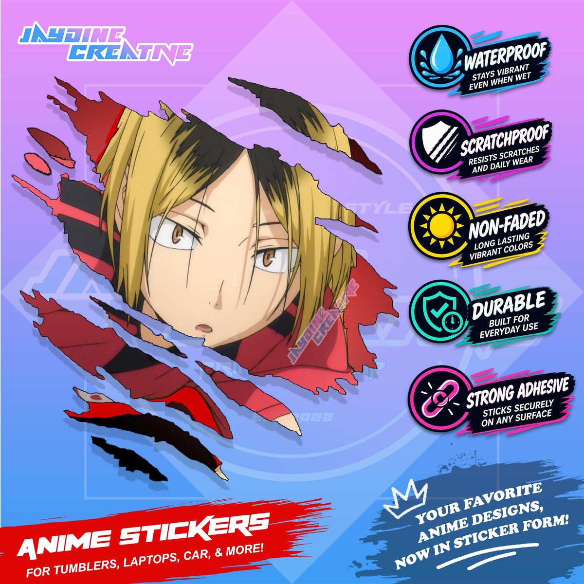 Haikyu Anime Inspired Scratch Sticker Waterproof Vinyl for Helmet, Motorcycle, Car, Laptop & Tumbler