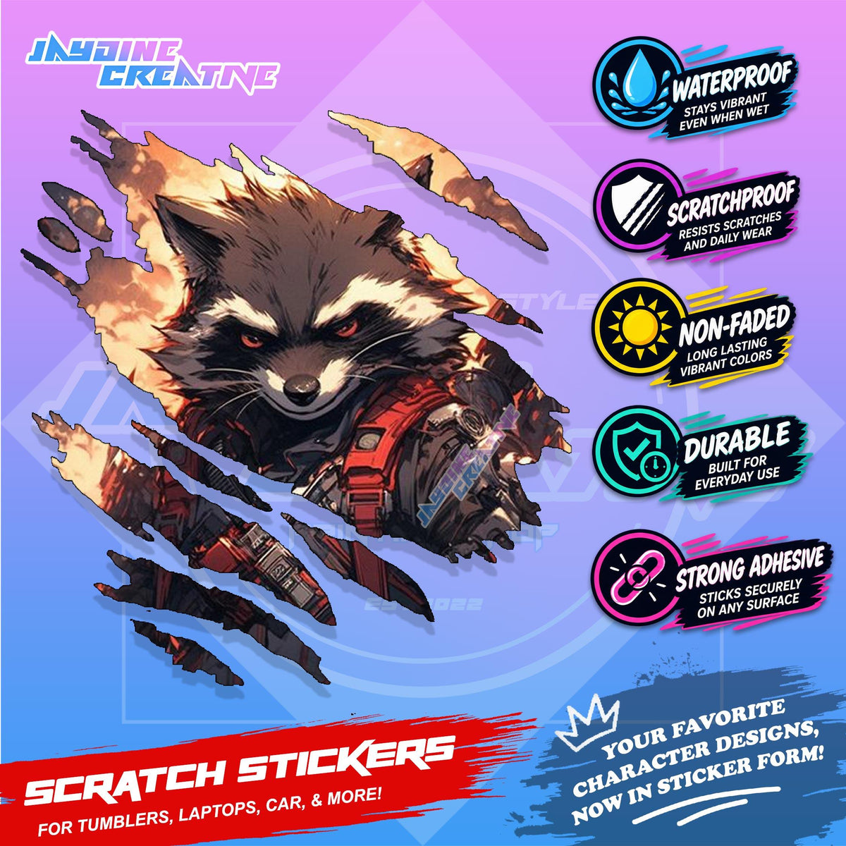 Avengers Marvel Inspired Scratch Sticker Waterproof Vinyl for Helmet, Motorcycle, Car & Tumbler