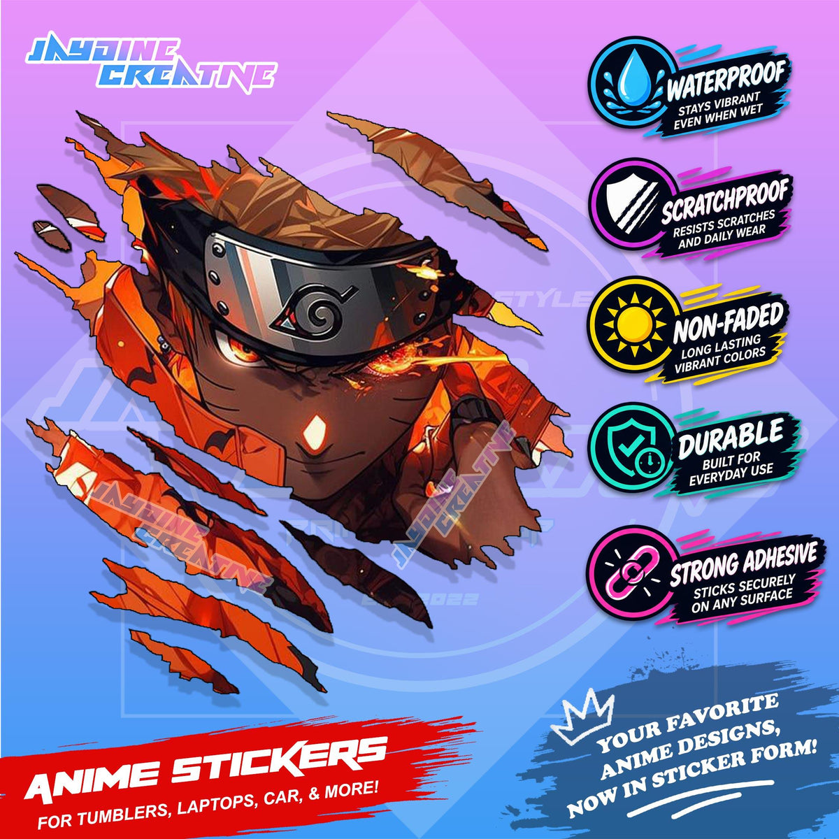 All  Anime Inspired Scratch Sticker Waterproof Vinyl for Helmet, Motorcycle, Car, Laptop, Phone & Tumbler