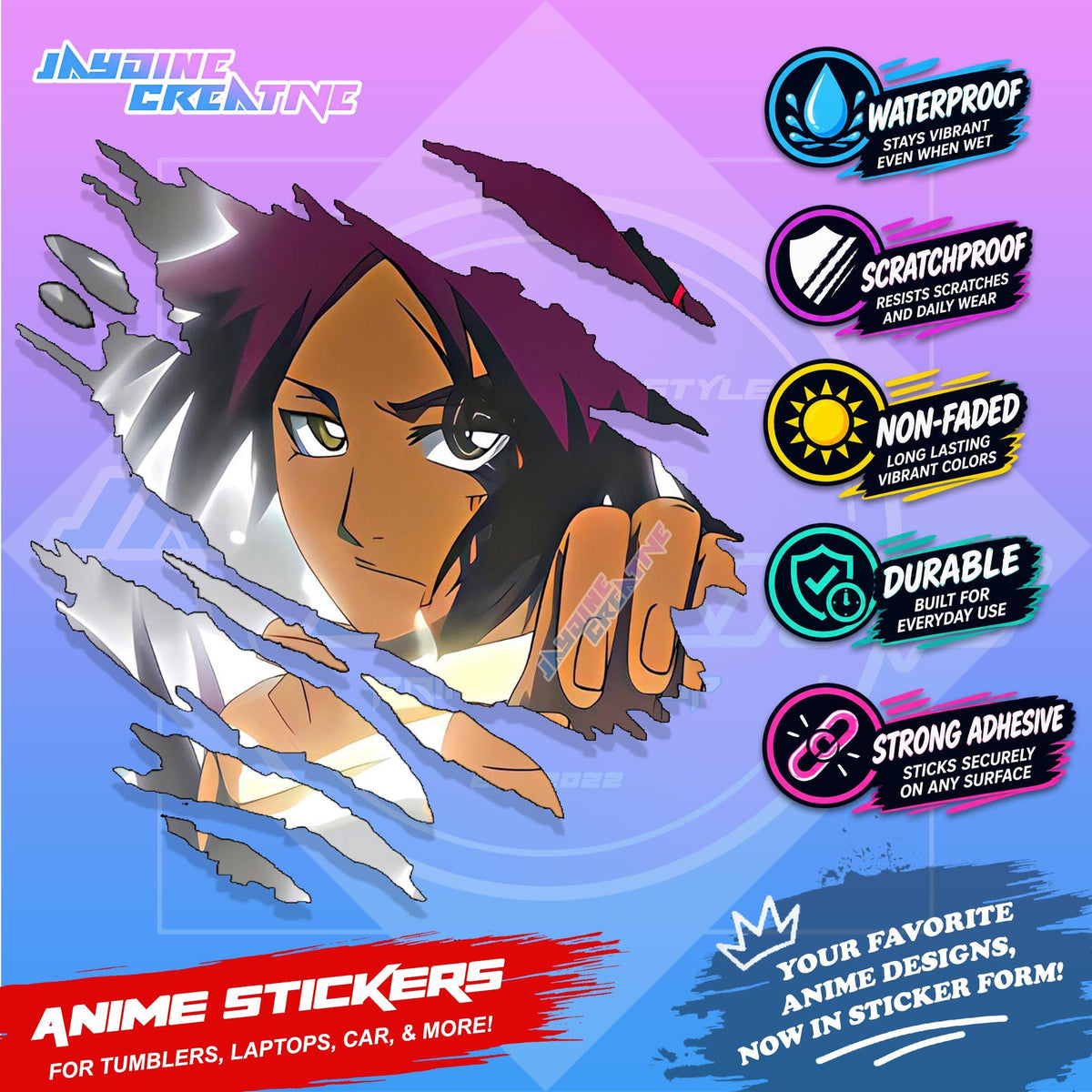 Bleach Anime Inspired Scratch Sticker Waterproof Vinyl for Helmet, Motorcycle, Car, Laptop & Tumbler