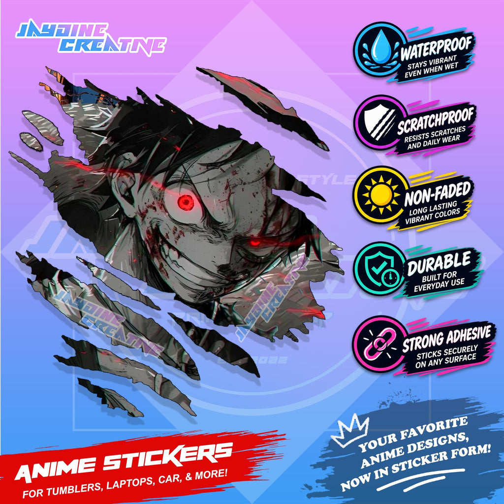All Anime Anime Inspired Set 2  Anime Inspired Scratch Sticker Waterproof Vinyl for Helmet, Motorcycle, Car, Laptop & Tumbler
