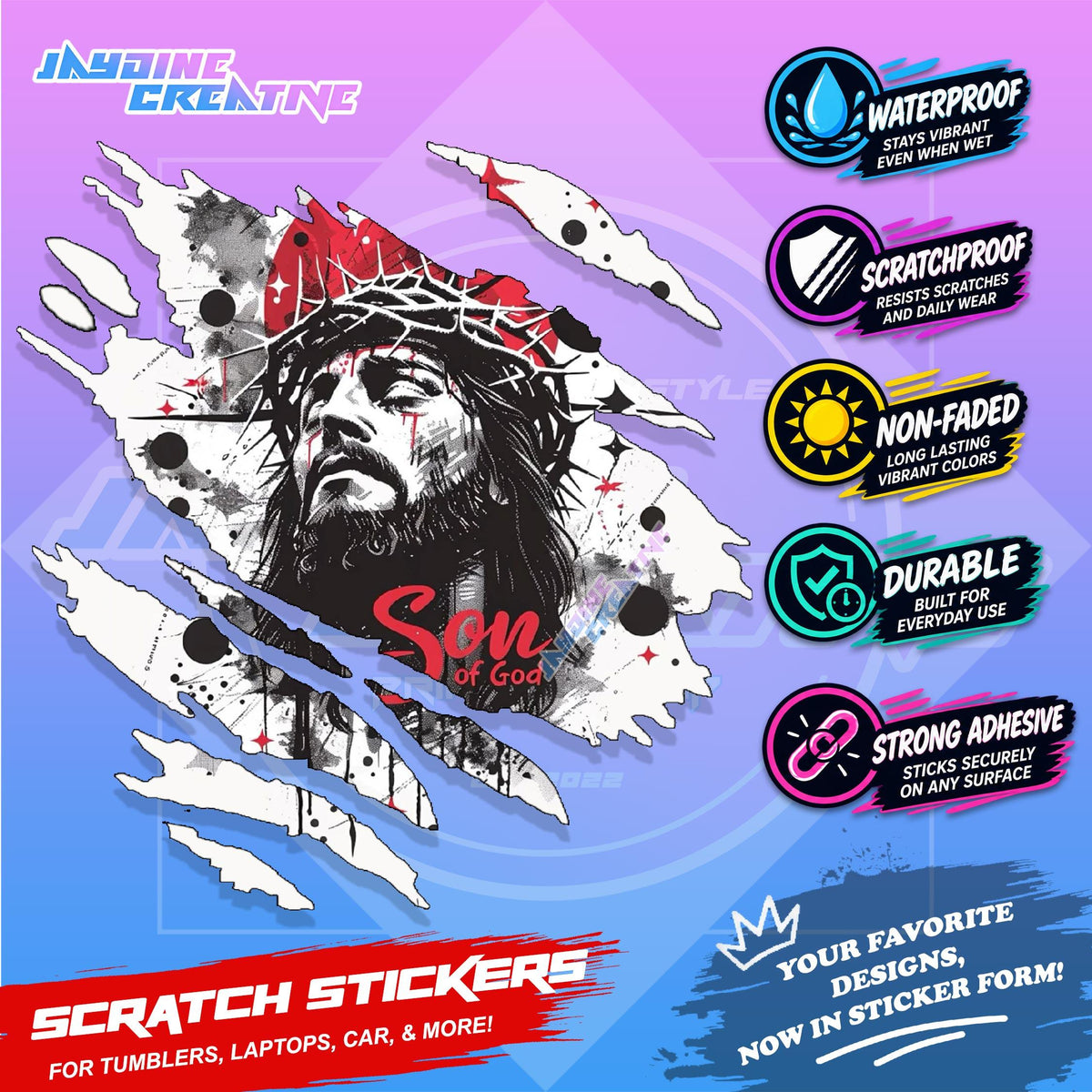 Bible Verse God Jesus Christ Scratch Sticker Waterproof Vinyl for Helmet, Motorcycle, Car & Tumbler