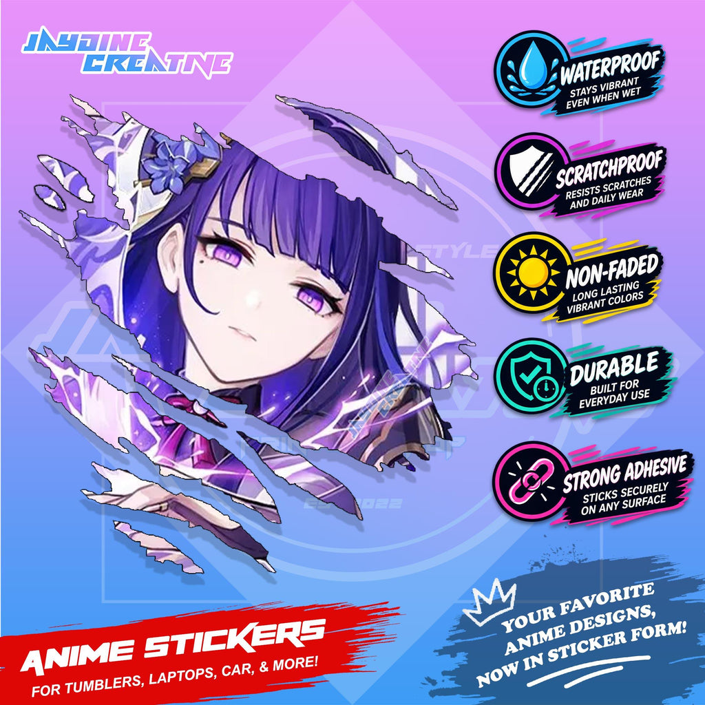 Genshin Inazuma Inspired Scratch Sticker Waterproof Vinyl for Helmet, Motorcycle, Car & Tumbler