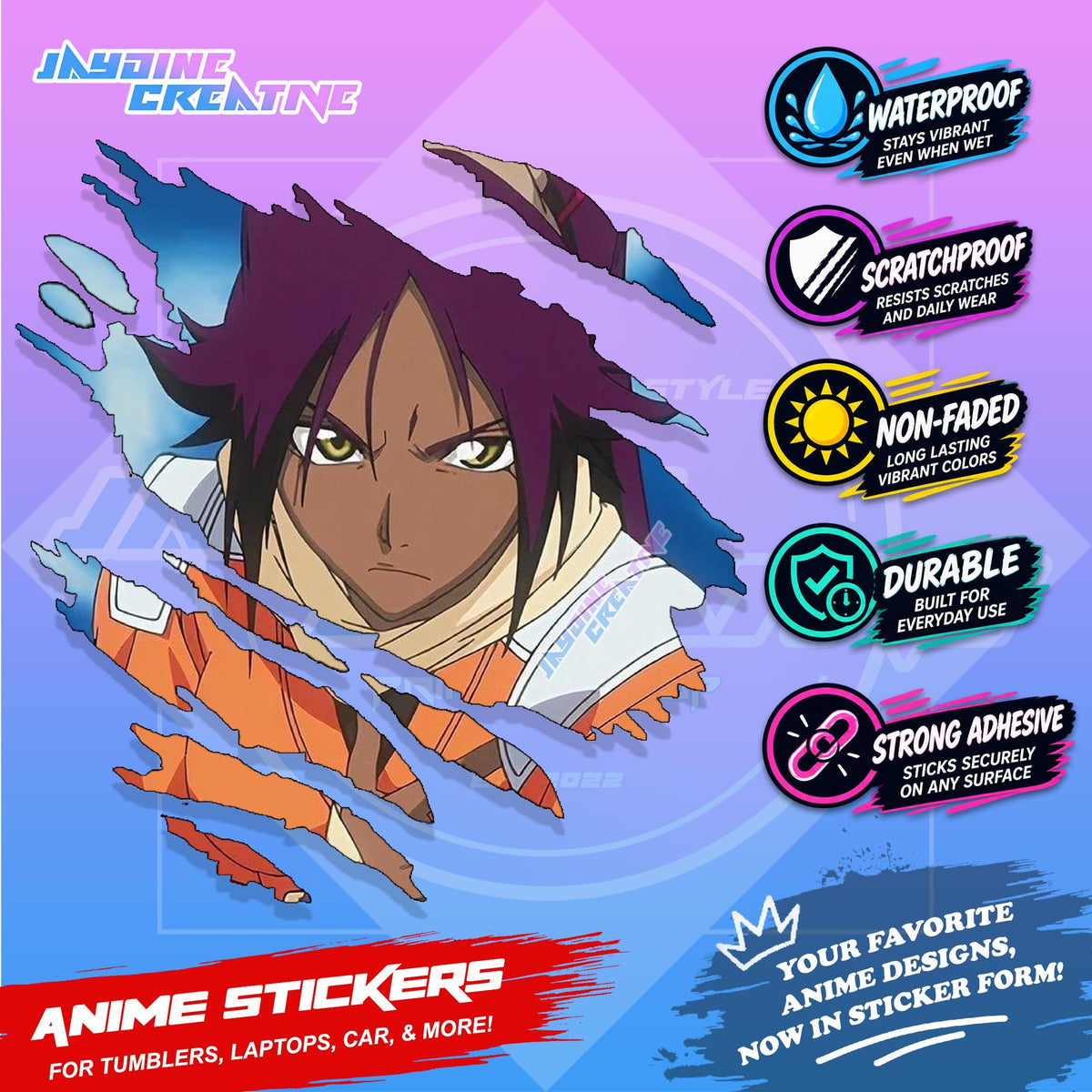 Bleach Anime Inspired Scratch Sticker Waterproof Vinyl for Helmet, Motorcycle, Car, Laptop & Tumbler