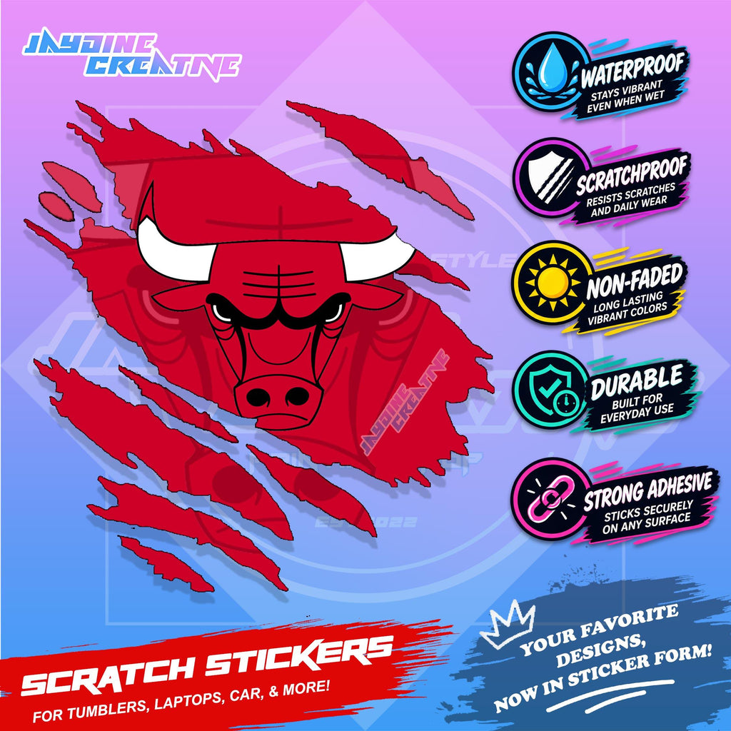 Basketball Team Inspired Scratch Sticker Waterproof Vinyl for Helmet, Motorcycle, Car, Laptop & Tumbler