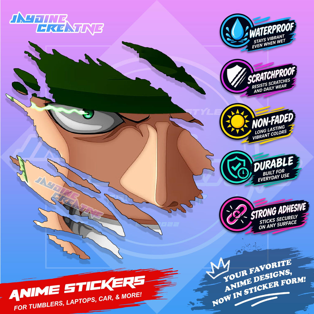 One Piece Anime Inspired Scratch Sticker Waterproof Vinyl for Helmet, Motorcycle, Car, Laptop, Phone & Tumbler