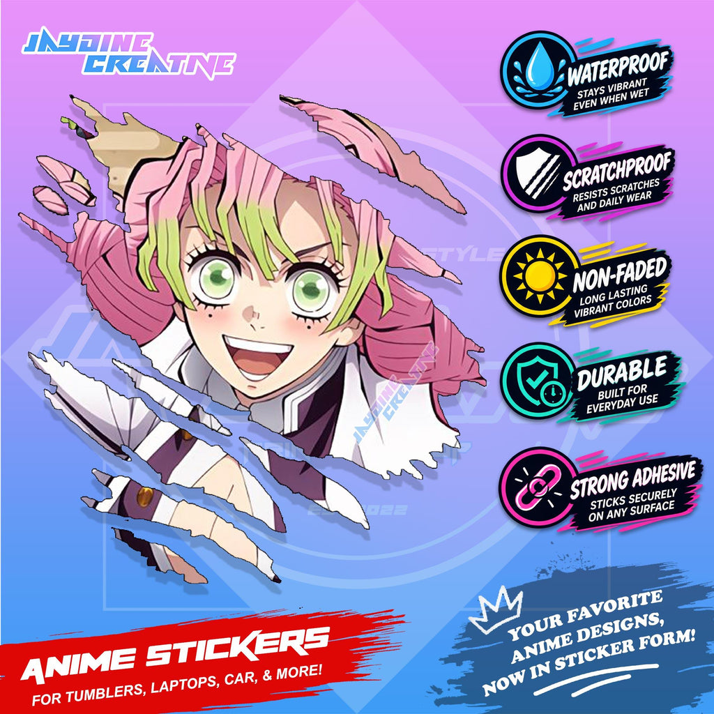 Demon Slayer Anime Inspired Scratch Sticker | Waterproof Vinyl for Helmet, Motorcycle & Tumbler