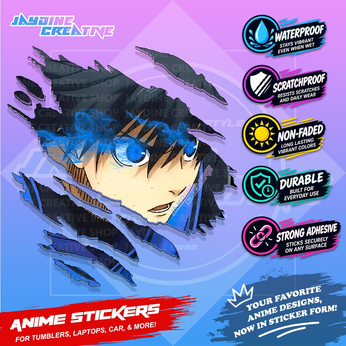 Blue lock Anime Scratch Sticker | Waterproof Vinyl for Helmet, Motorcycle, Car, Laptop & Tumbler