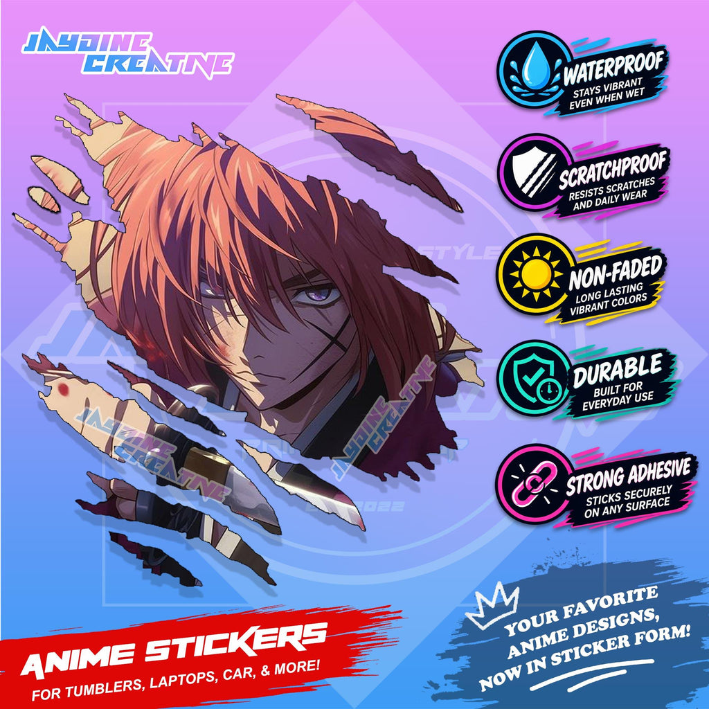 All Anime Anime Inspired Set 2  Anime Inspired Scratch Sticker Waterproof Vinyl for Helmet, Motorcycle, Car, Laptop & Tumbler
