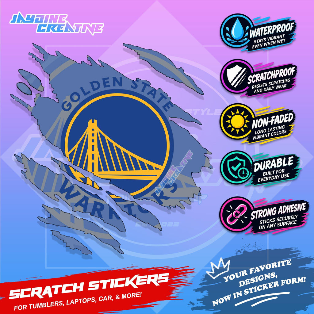 Basketball Team Inspired Scratch Sticker Waterproof Vinyl for Helmet, Motorcycle, Car, Laptop & Tumbler