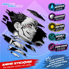 Jujutsu Kaisen Inspired Scratch Sticker | Waterproof Vinyl for Helmet, Motorcycle, Car & Tumbler