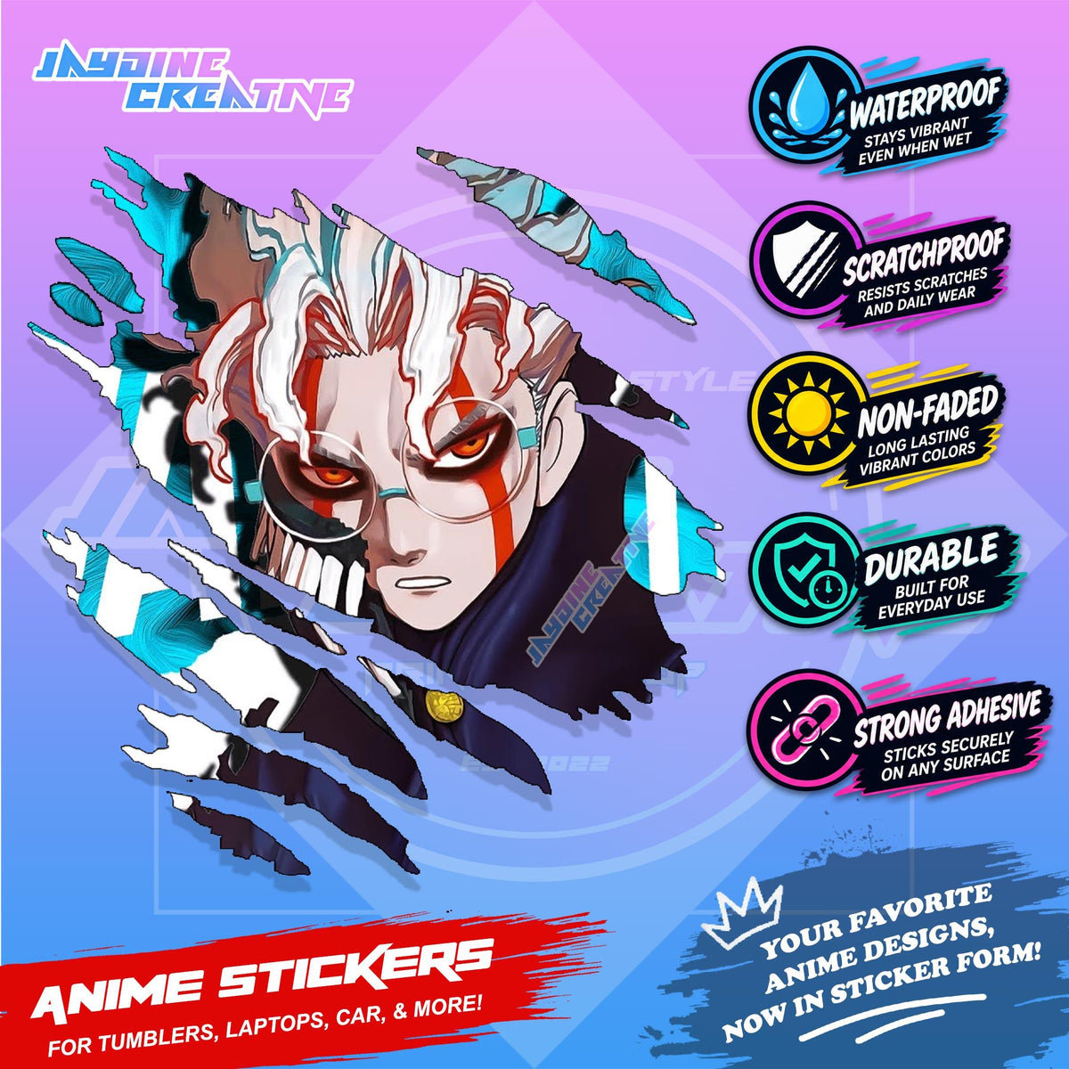 Dandadan Anime Scratch Sticker | Waterproof Vinyl for Helmet, Motorcycle, Car, Laptop & Tumbler