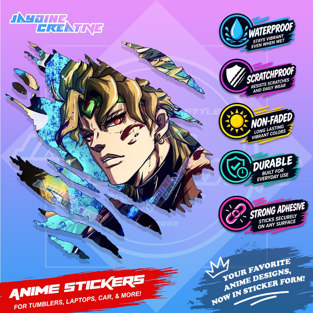 All Anime Anime Inspired Set 2  Anime Inspired Scratch Sticker Waterproof Vinyl for Helmet, Motorcycle, Car, Laptop & Tumbler