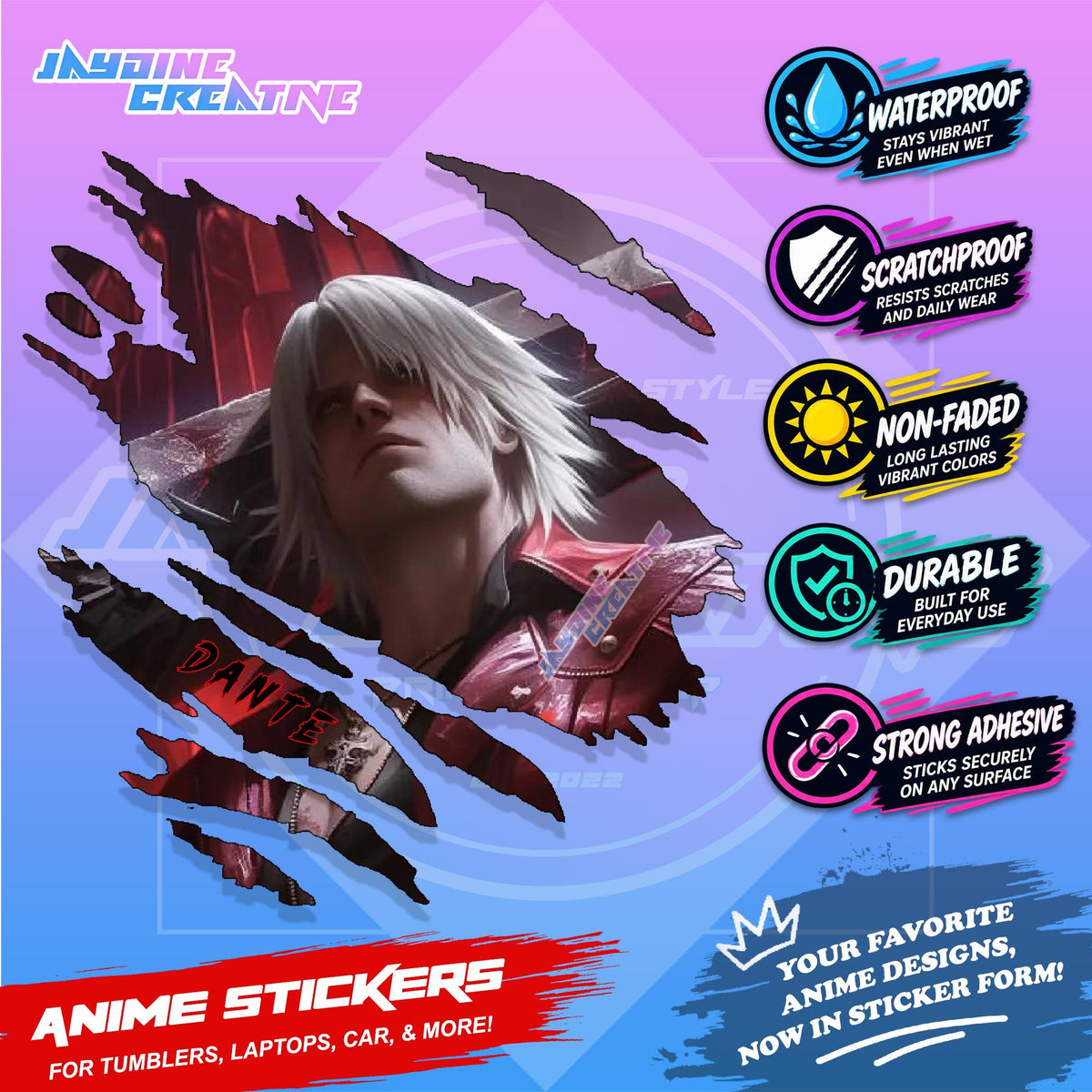 Devil May Cry Inspired Scratch Sticker | Waterproof Vinyl for Helmet, Motorcycle, Laptop & Tumbler
