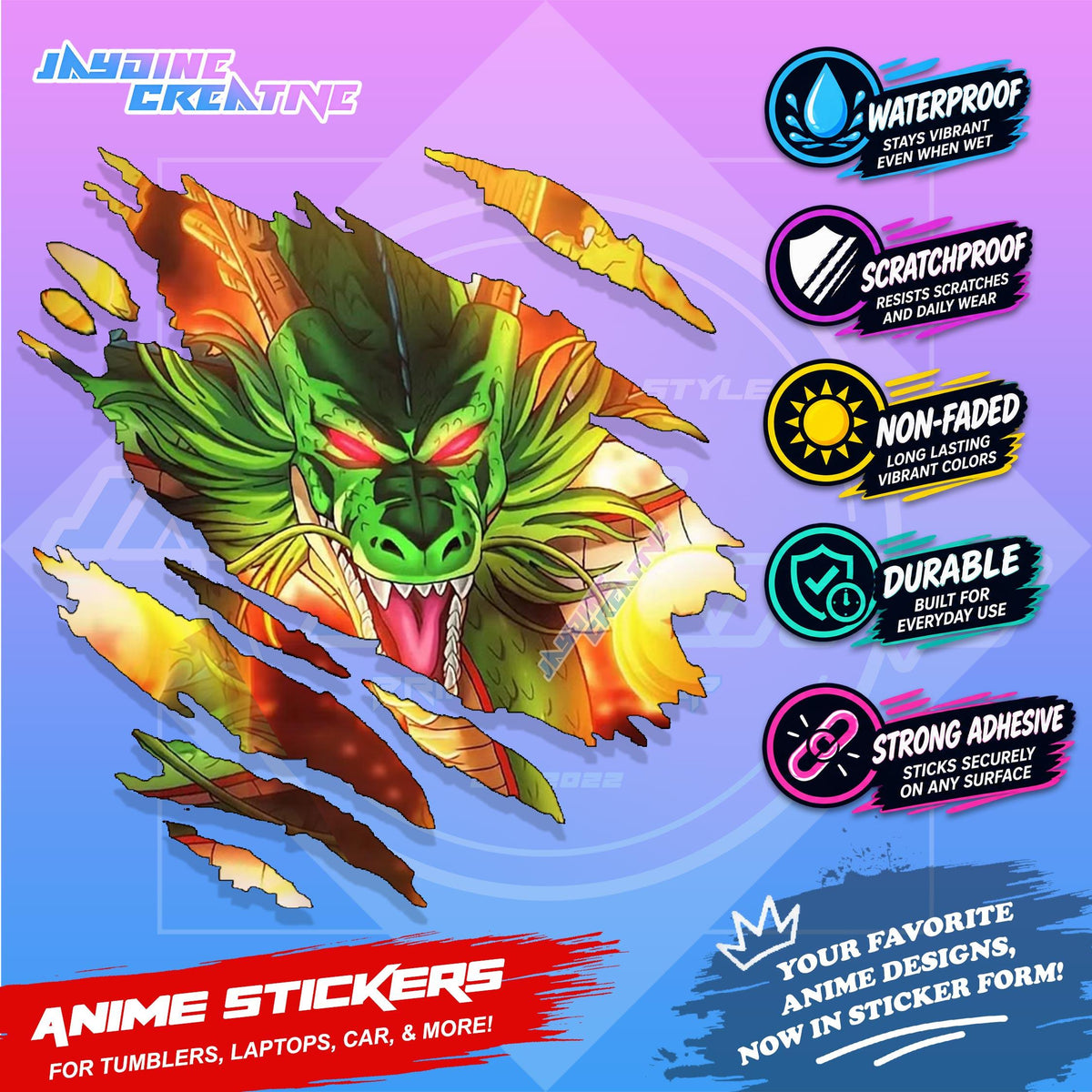 Dragonball Anime Inspired Scratch Sticker Waterproof Vinyl for Helmet, Motorcycle, Car & Tumbler