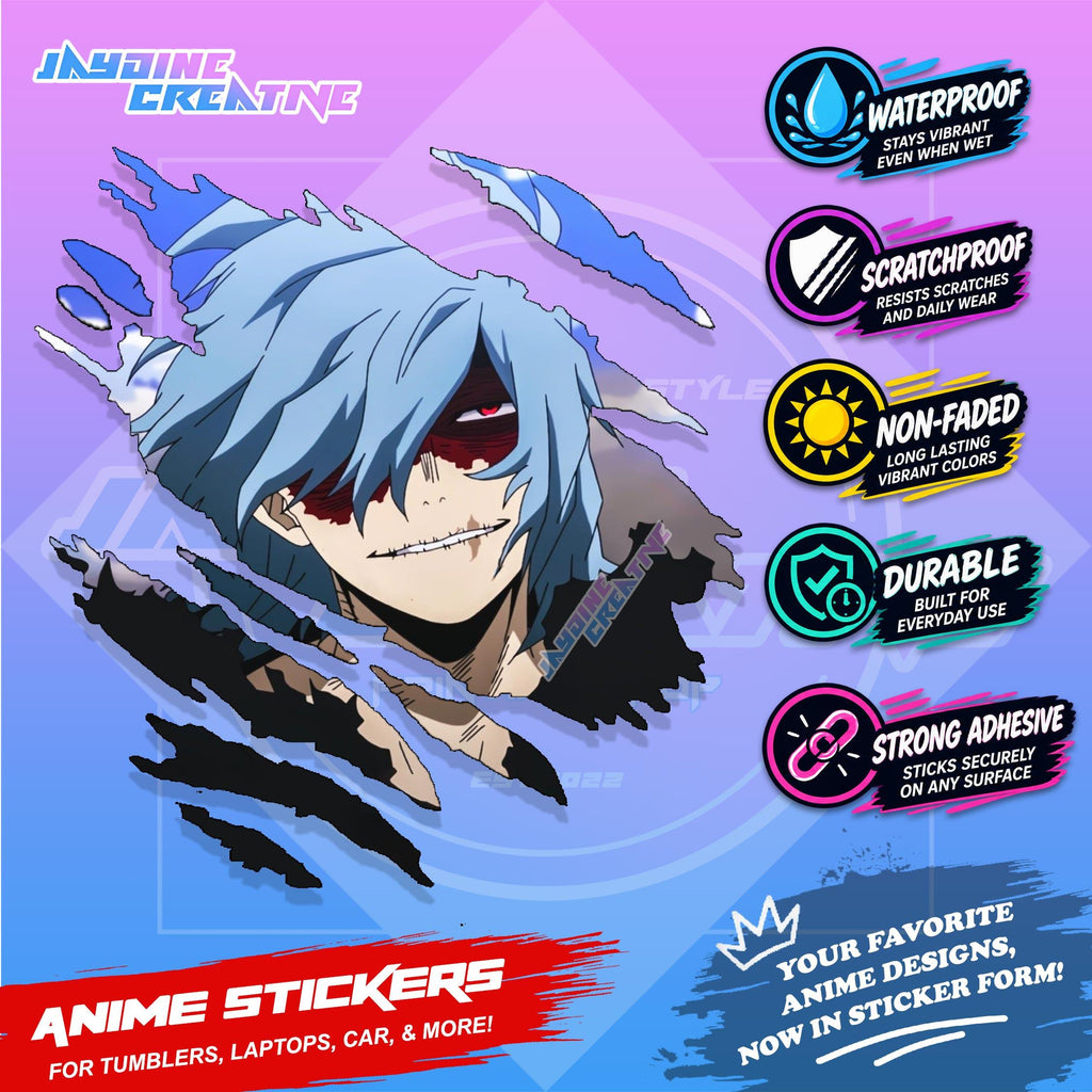 My Hero Academia Anime Inspired Scratch Sticker Waterproof Vinyl for Helmet, Car, Laptop & Tumbler