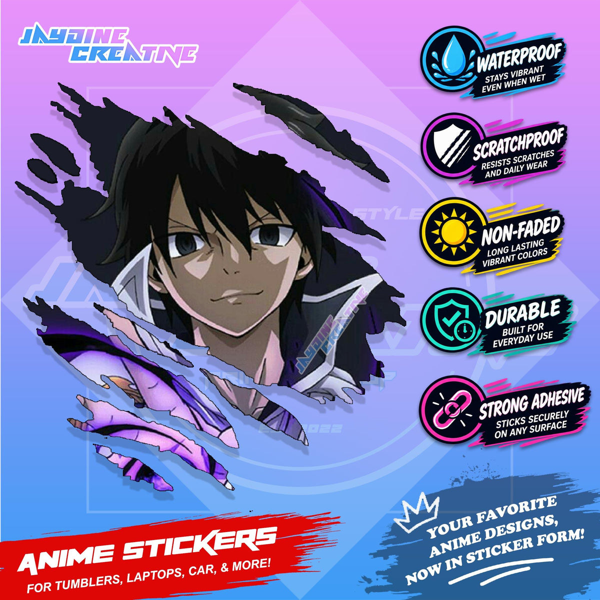 Fairy Tail Anime Inspired Scratch Sticker | Waterproof Vinyl for Helmet, Motorcycle Laptop & Tumbler