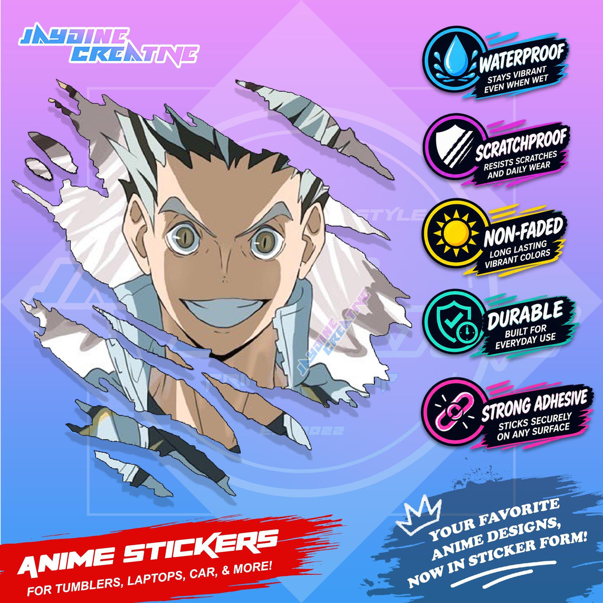 Haikyu Anime Inspired Scratch Sticker Waterproof Vinyl for Helmet, Motorcycle, Car, Laptop & Tumbler