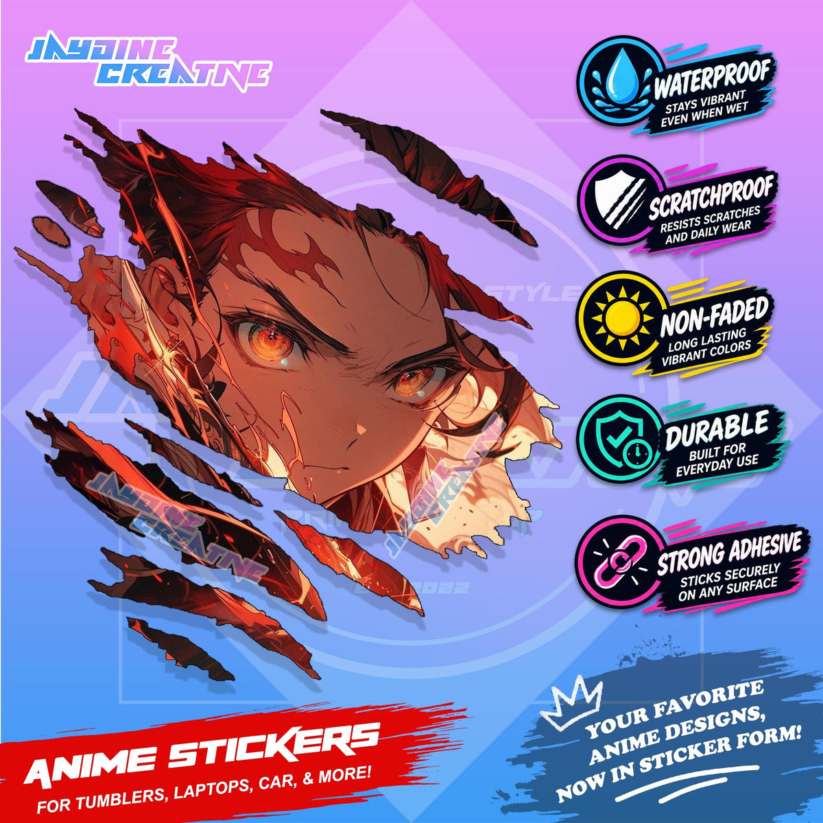 All  Anime Inspired Scratch Sticker Waterproof Vinyl for Helmet, Motorcycle, Car, Laptop, Phone & Tumbler