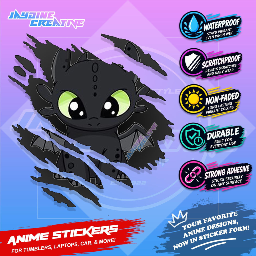 Kids Edition Cartoon Inspired Scratch Sticker Waterproof Vinyl for Helmet, Motorcycle, Car & Tumbler