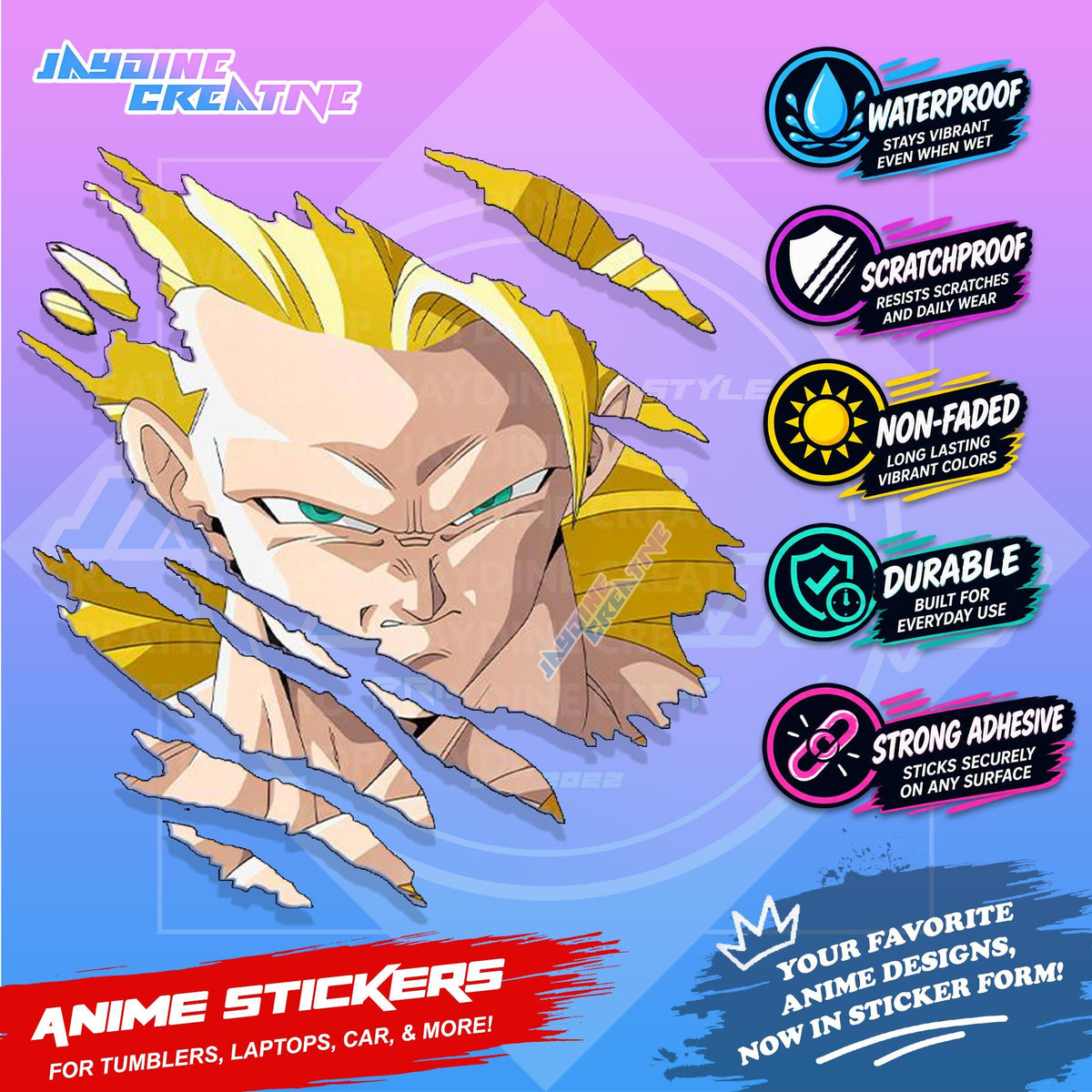Dragonball Anime Inspired Scratch Sticker Waterproof Vinyl for Helmet, Motorcycle, Car & Tumbler