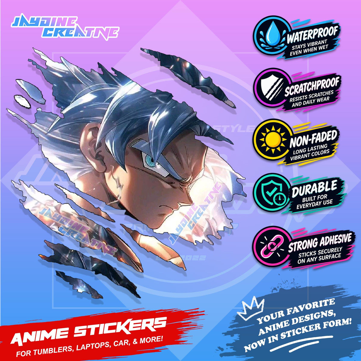 All  Anime Inspired Scratch Sticker Waterproof Vinyl for Helmet, Motorcycle, Car, Laptop, Phone & Tumbler