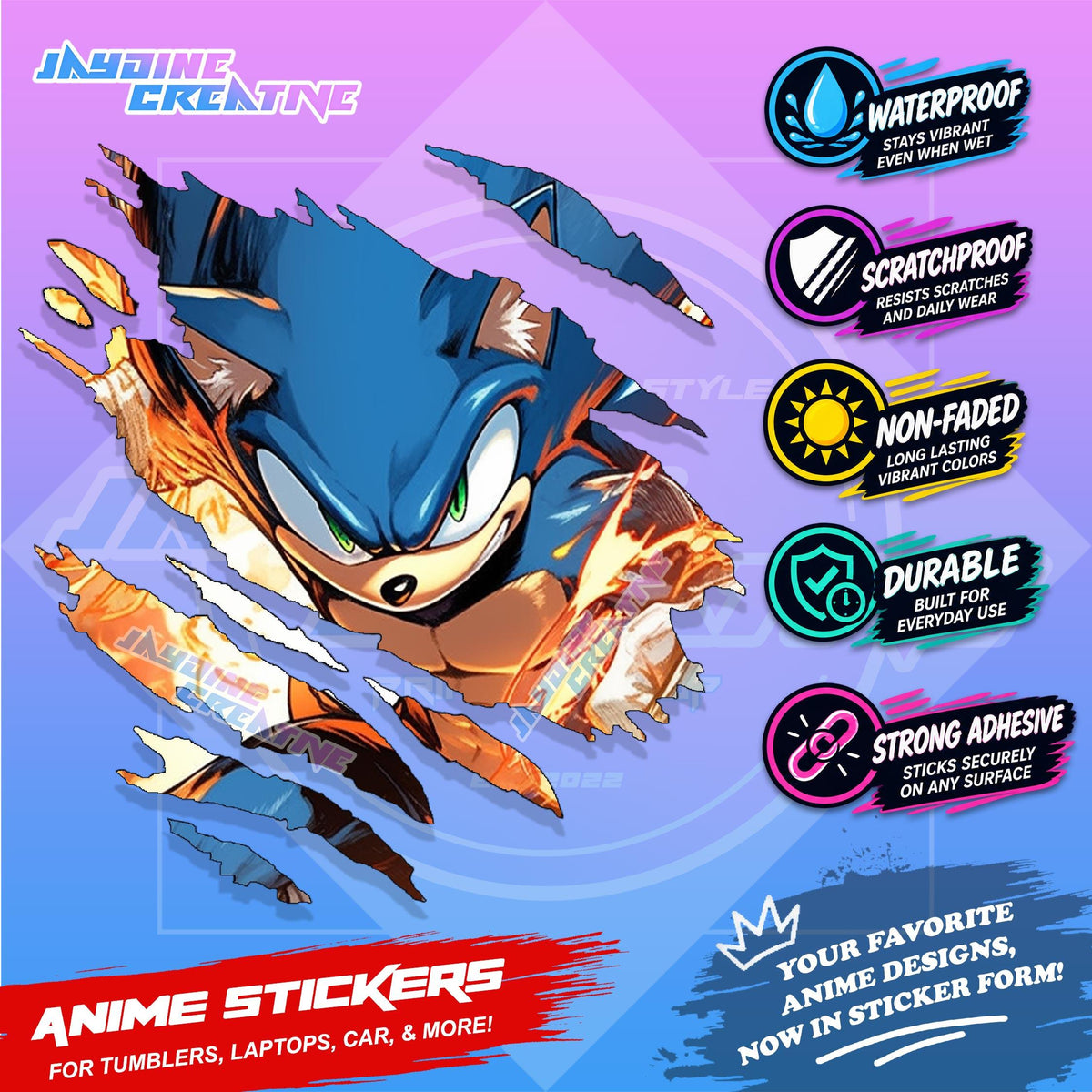 All  Anime Inspired Scratch Sticker Waterproof Vinyl for Helmet, Motorcycle, Car, Laptop, Phone & Tumbler